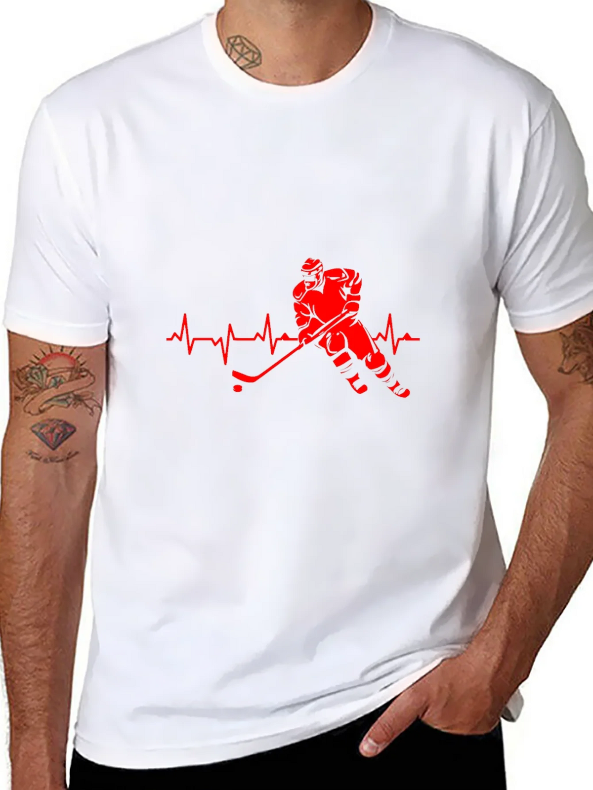 Hockey Heartbeat Black T-Shirt product image 7
