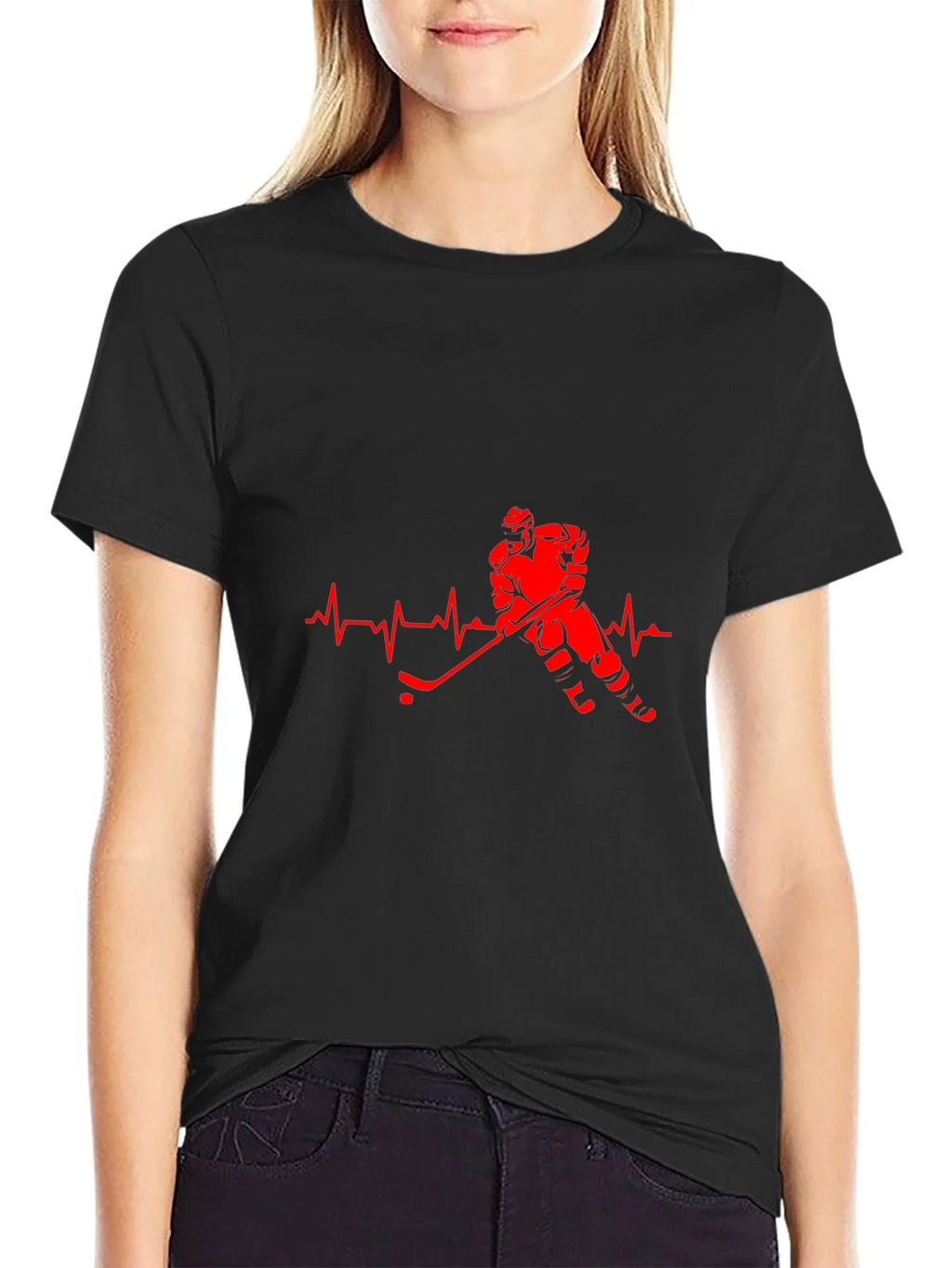 Hockey Heartbeat Black T-Shirt product image 2