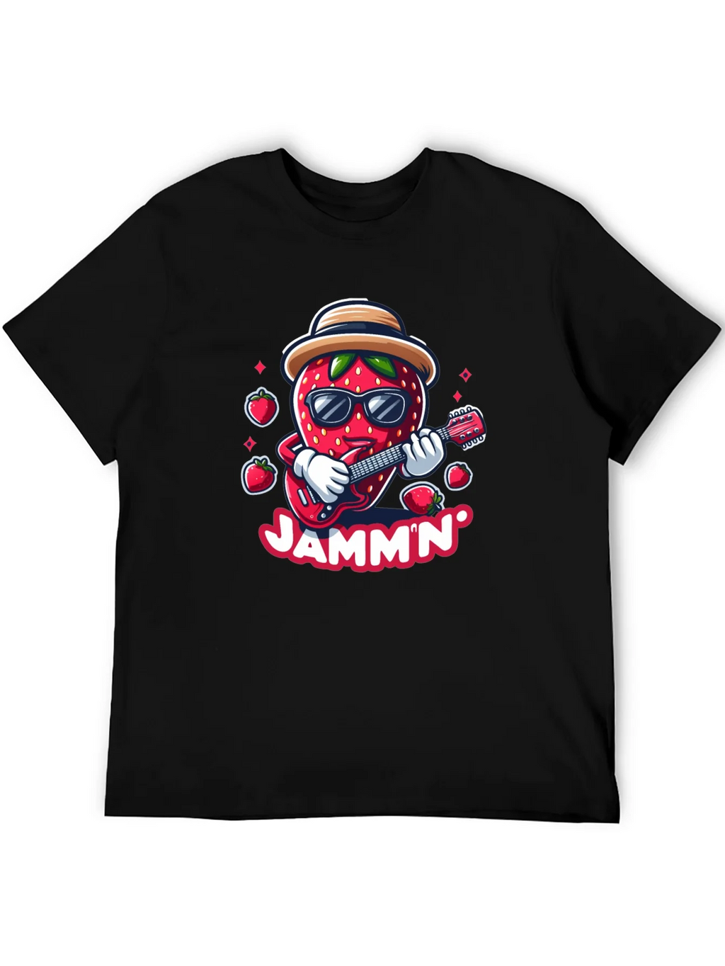 Jammin Strawberry Guitar Player Graphic Tee