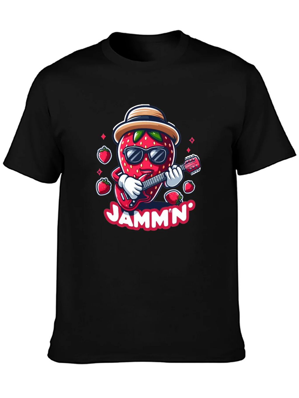 Jammin Strawberry Guitar Player Graphic Tee