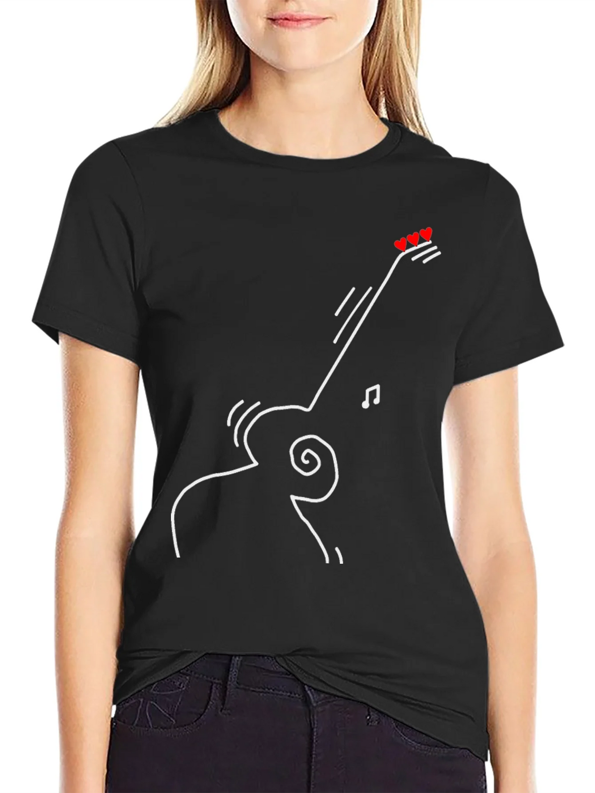 Guitar Heart Tee - Black Graphic T-Shirt product image 2