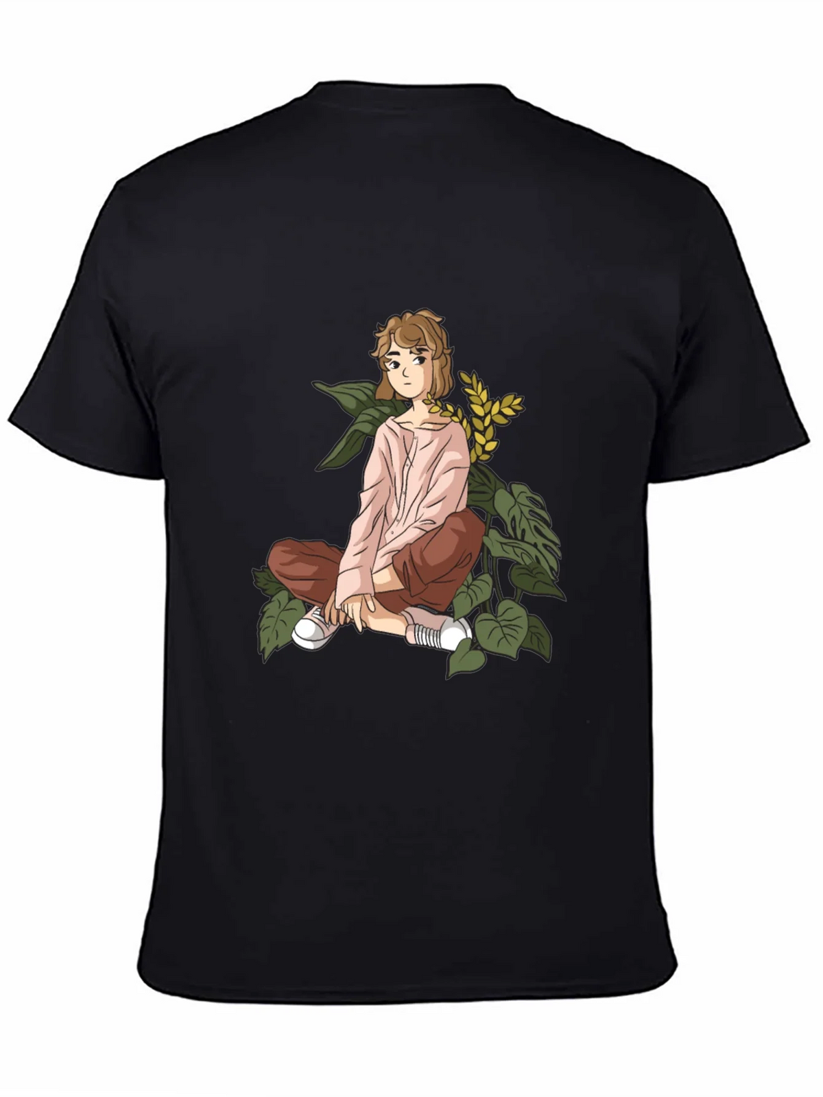 Anime Girl Print Black Cotton Tee product image 2