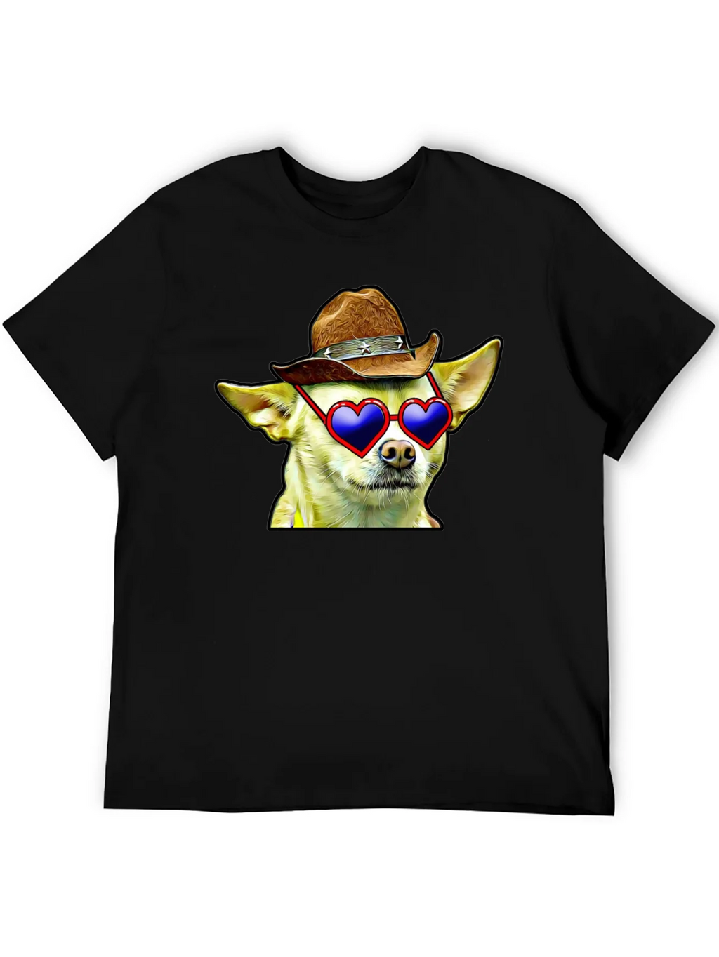 Cowboy Chihuahua T-Shirt - Heart Sunglasses Funny Tee