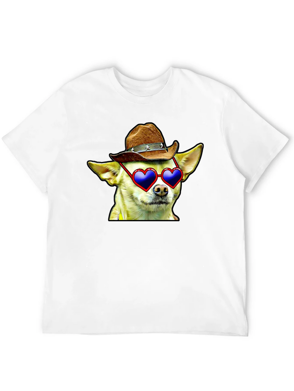 Cowboy Chihuahua T-Shirt - Heart Sunglasses Funny Tee