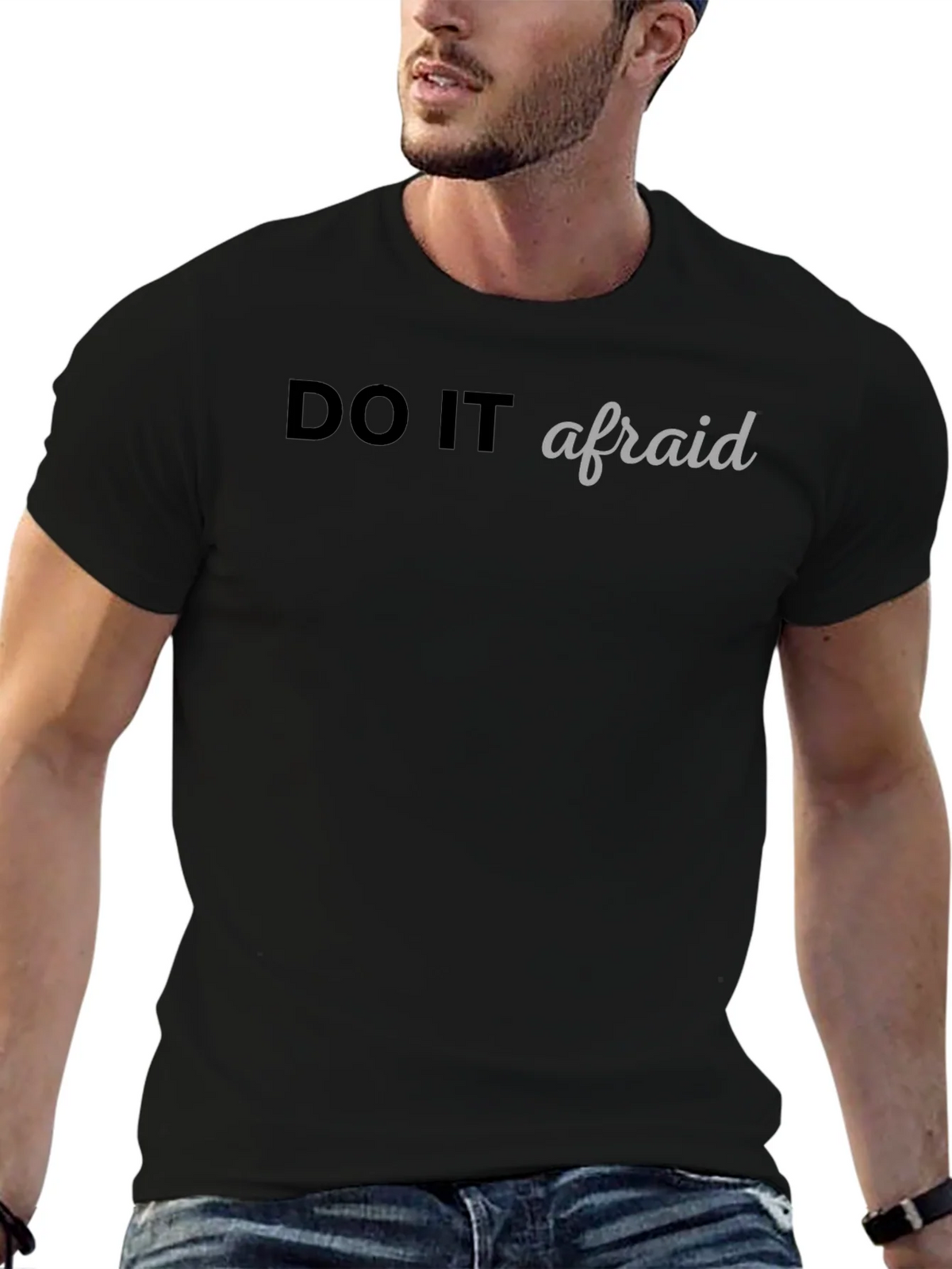 Do It Afraid Graphic Tee - Black Casual T-Shirt product image 3