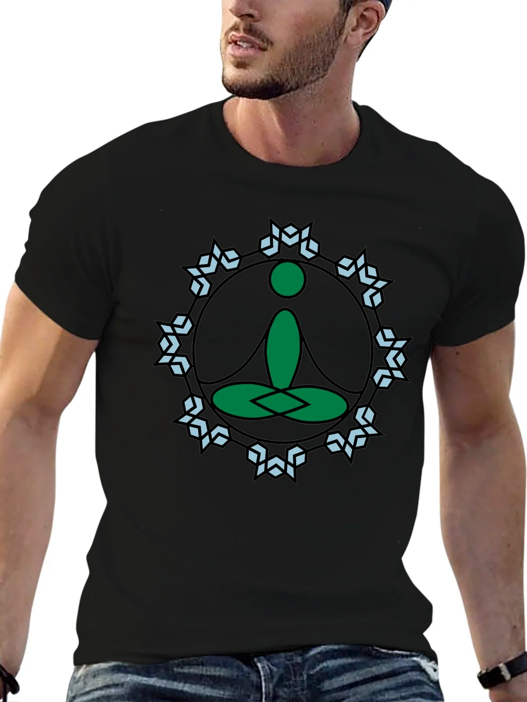 Meditate Tee: Green Lotus Position Graphic product image 6