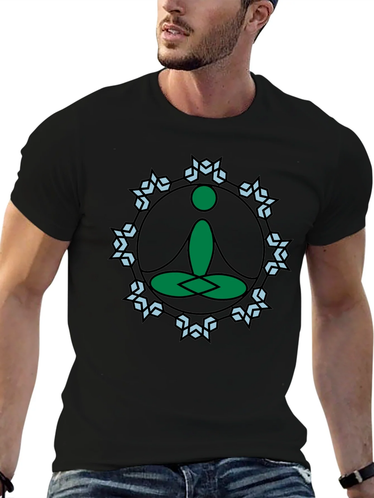 Meditate Tee: Green Lotus Position Graphic product image 6