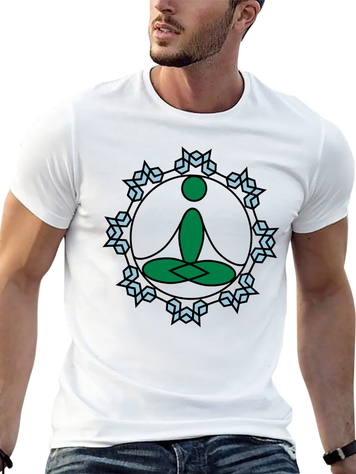 Meditate Tee: Green Lotus Position Graphic product image 12