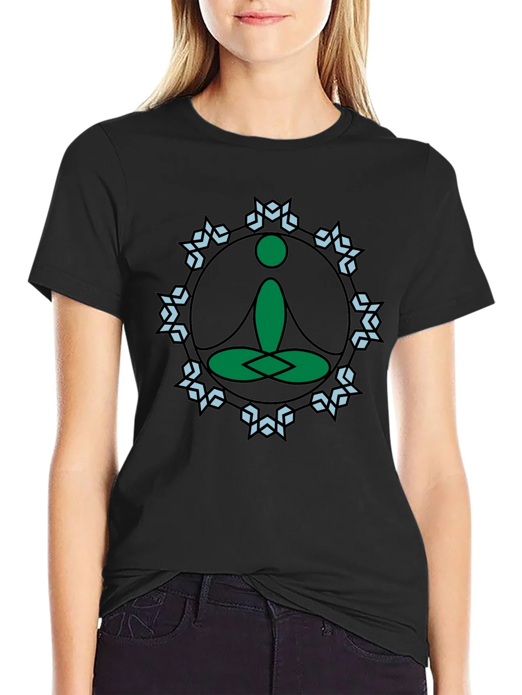 Meditate Tee: Green Lotus Position Graphic product image 2
