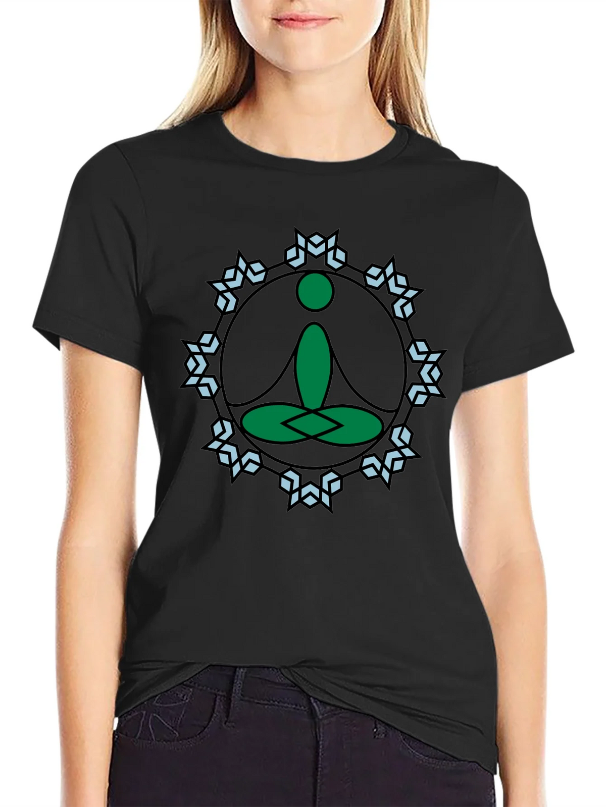Meditate Tee: Green Lotus Position Graphic product image 2