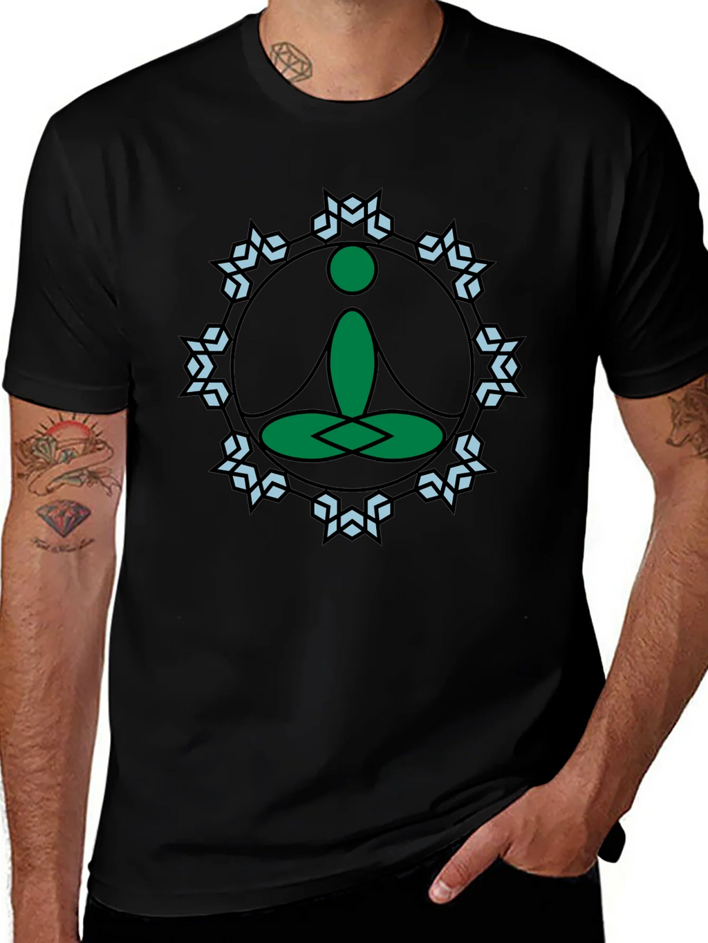 Meditate Tee: Green Lotus Position Graphic product image 1