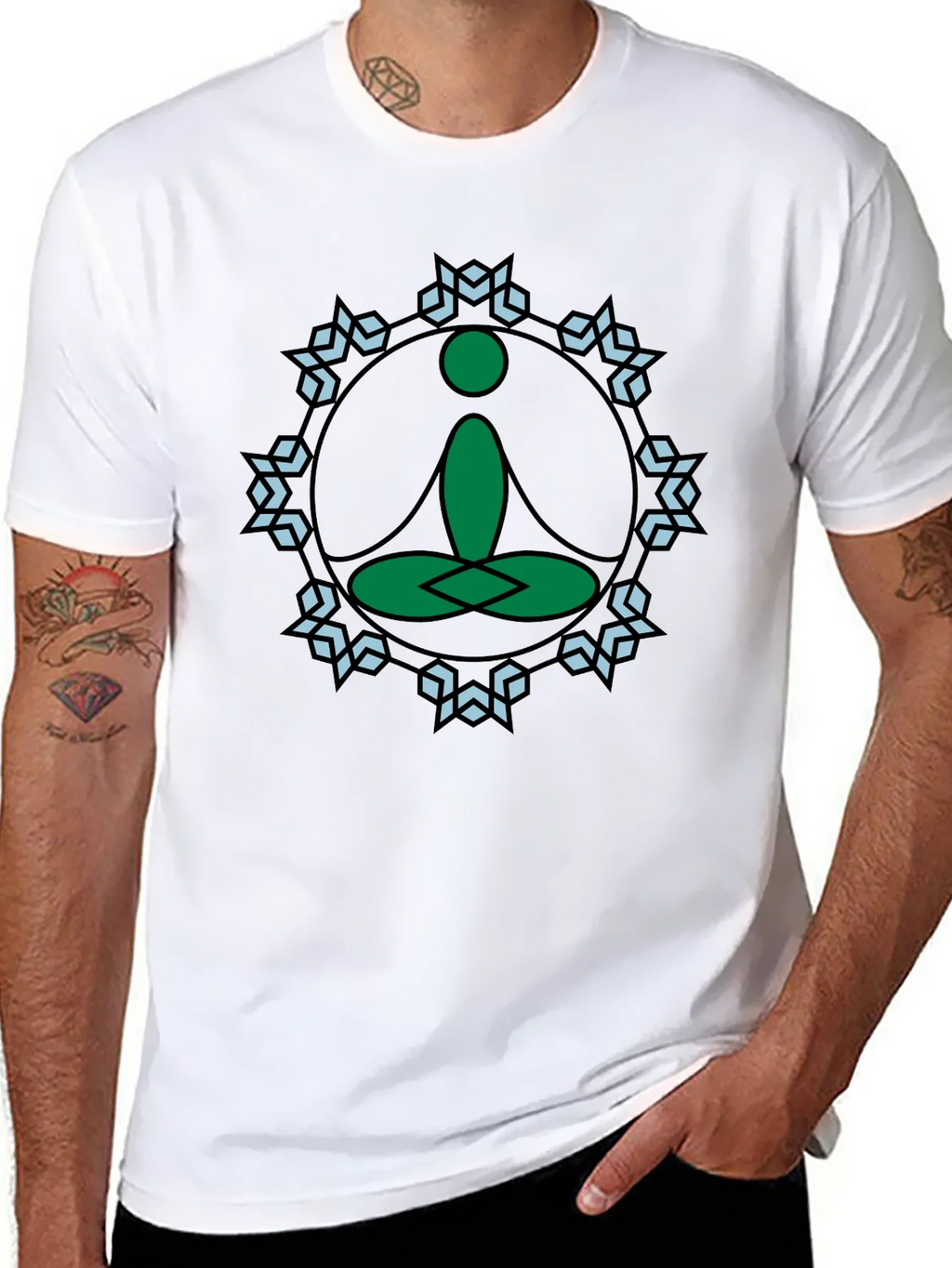 Meditate Tee: Green Lotus Position Graphic product image 7