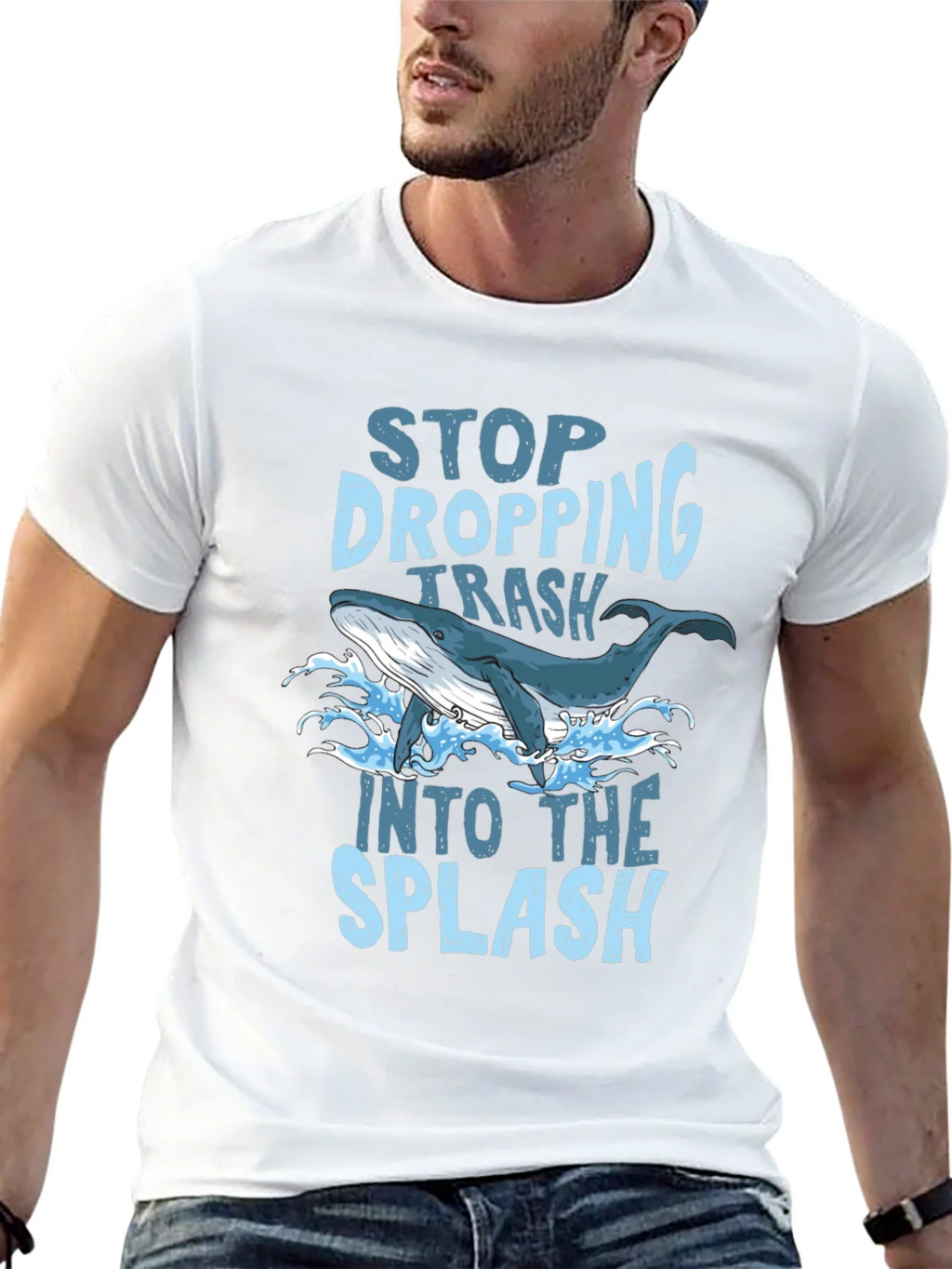 Stop Dropping Trash Whale Graphic T-Shirt product image 12