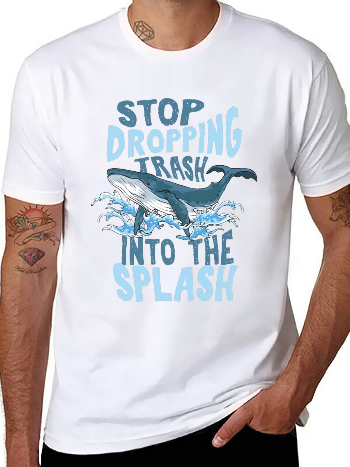 Stop Dropping Trash Whale Graphic T-Shirt product image 7