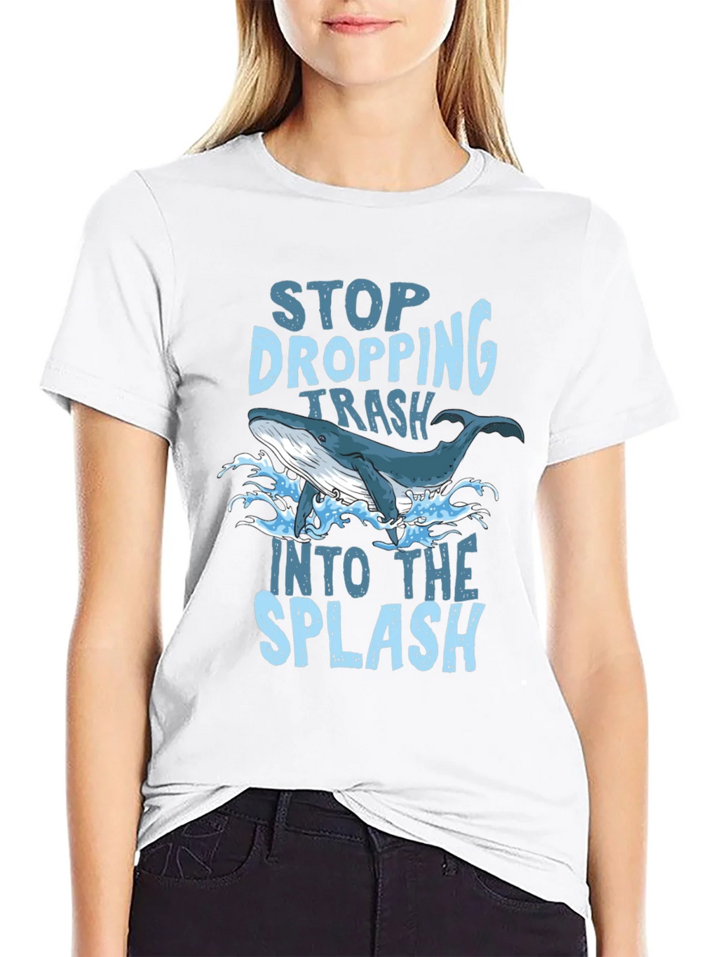 Stop Dropping Trash Whale Graphic T-Shirt product image 8