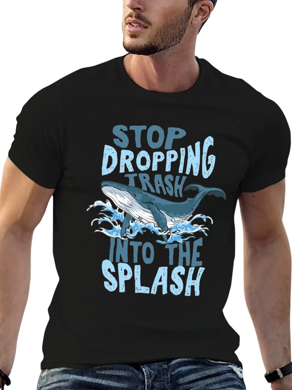 Stop Dropping Trash Whale Graphic T-Shirt product image 6
