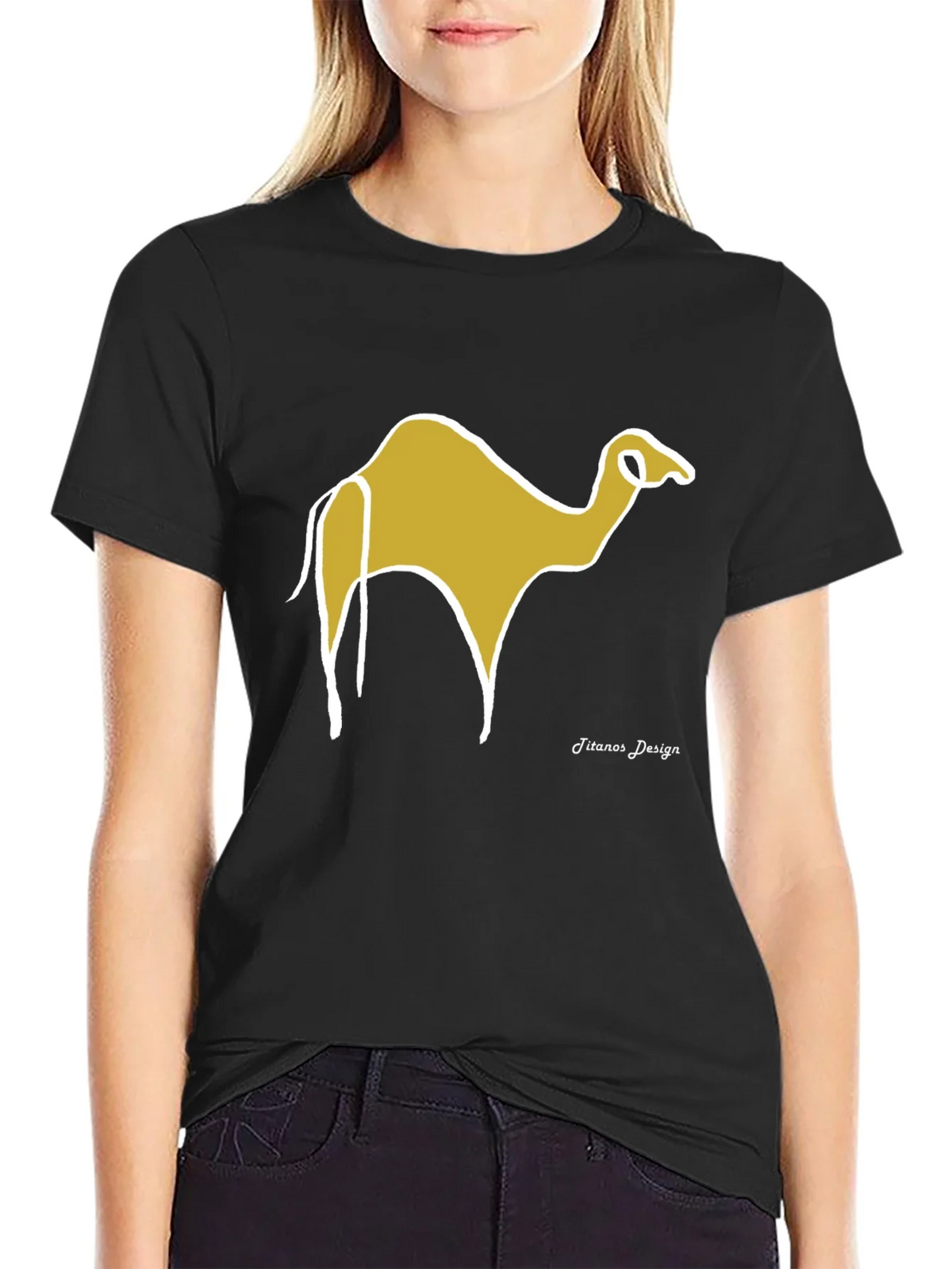 Camel Graphic Tee - Black Cotton Casual product image 1