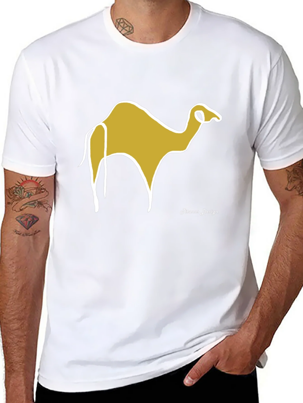 Camel Graphic Tee - Black Cotton Casual product image 5