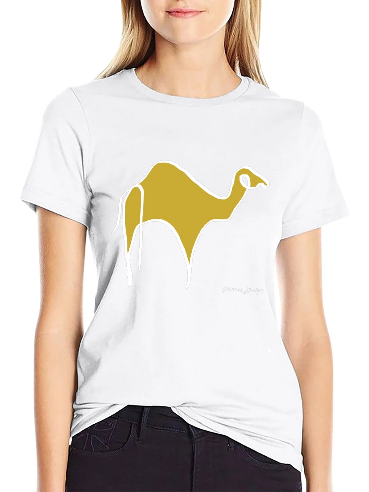 Camel Graphic Tee - Black Cotton Casual product image 6