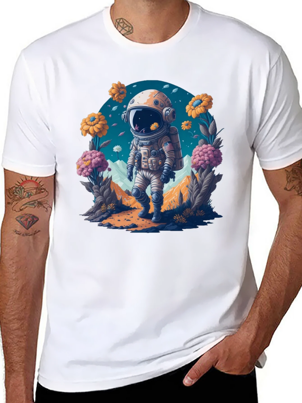 Astronaut in Bloom T-Shirt - Space Adventure Apparel product image 7