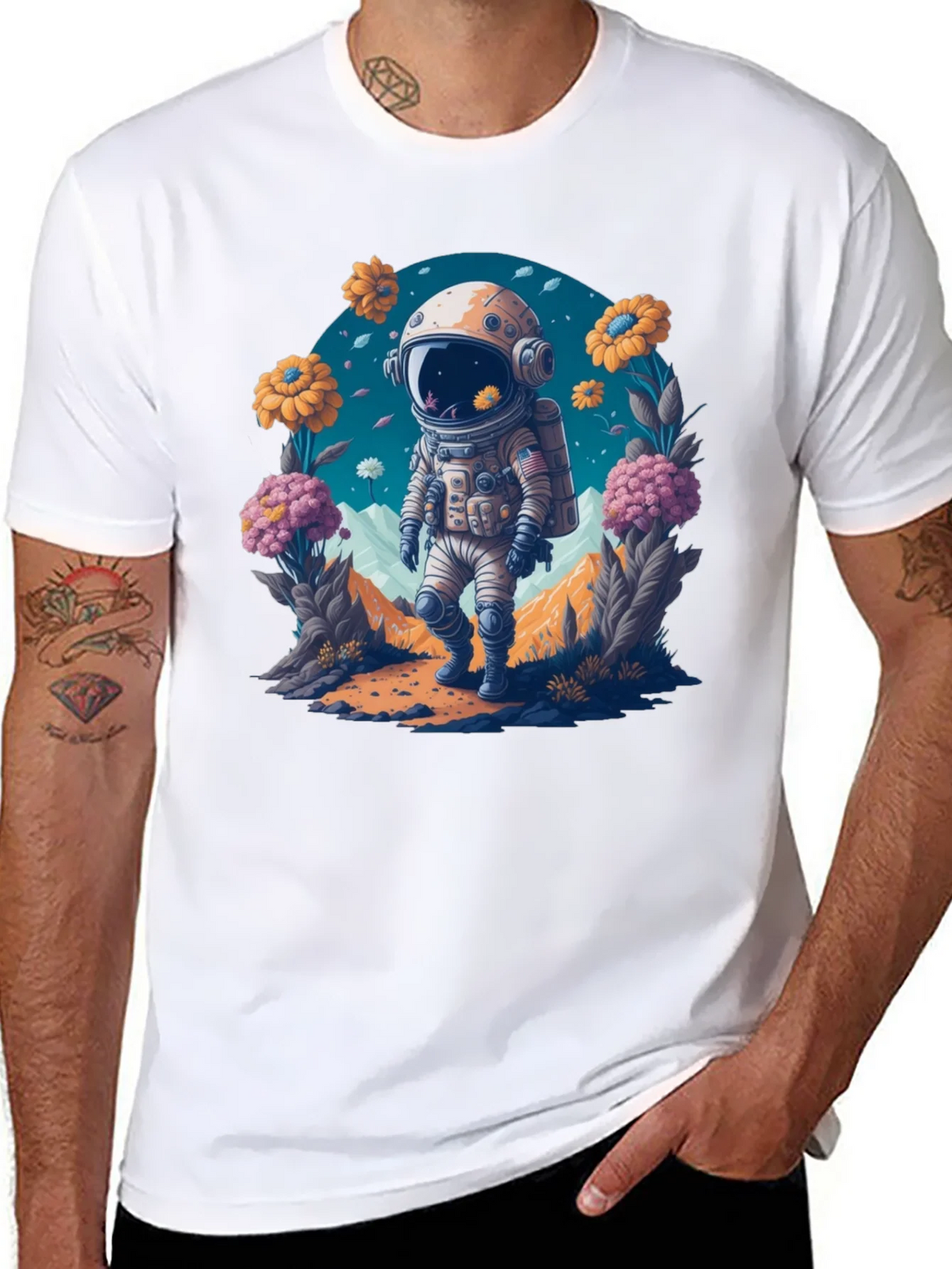 Astronaut in Bloom T-Shirt - Space Adventure Apparel product image 7