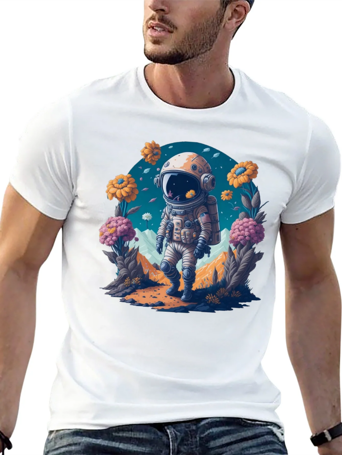 Astronaut in Bloom T-Shirt - Space Adventure Apparel product image 12