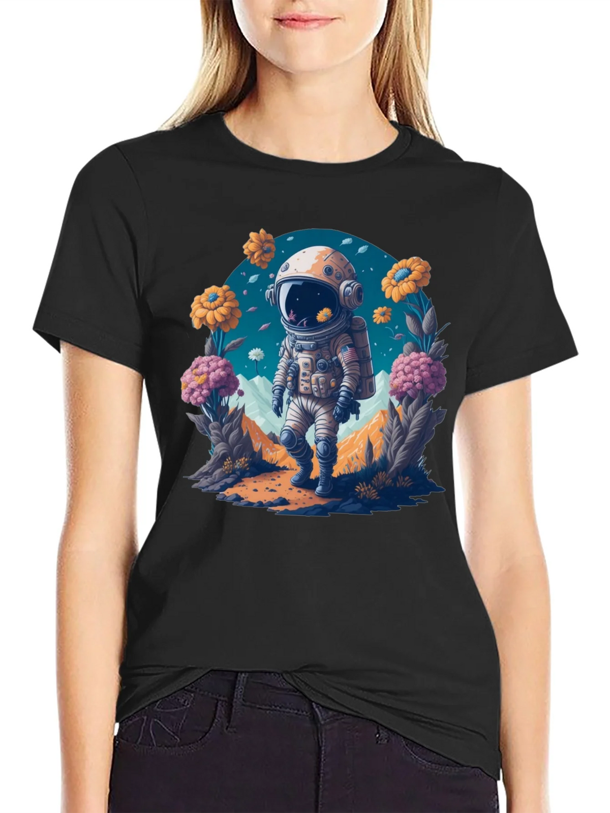 Astronaut in Bloom T-Shirt - Space Adventure Apparel product image 2