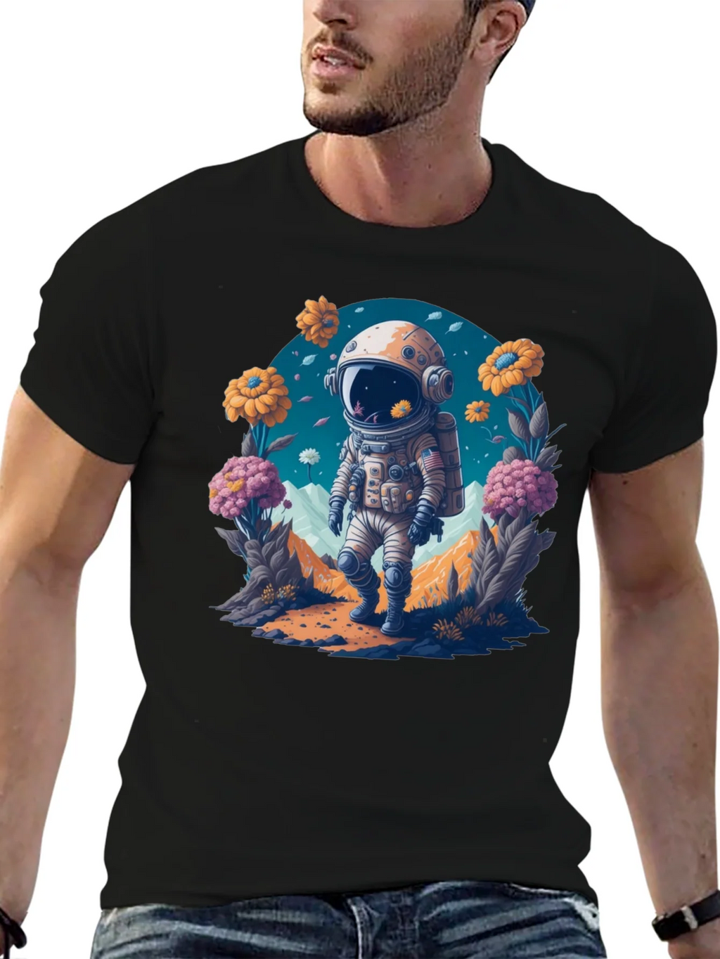 Astronaut in Bloom T-Shirt - Space Adventure Apparel product image 6