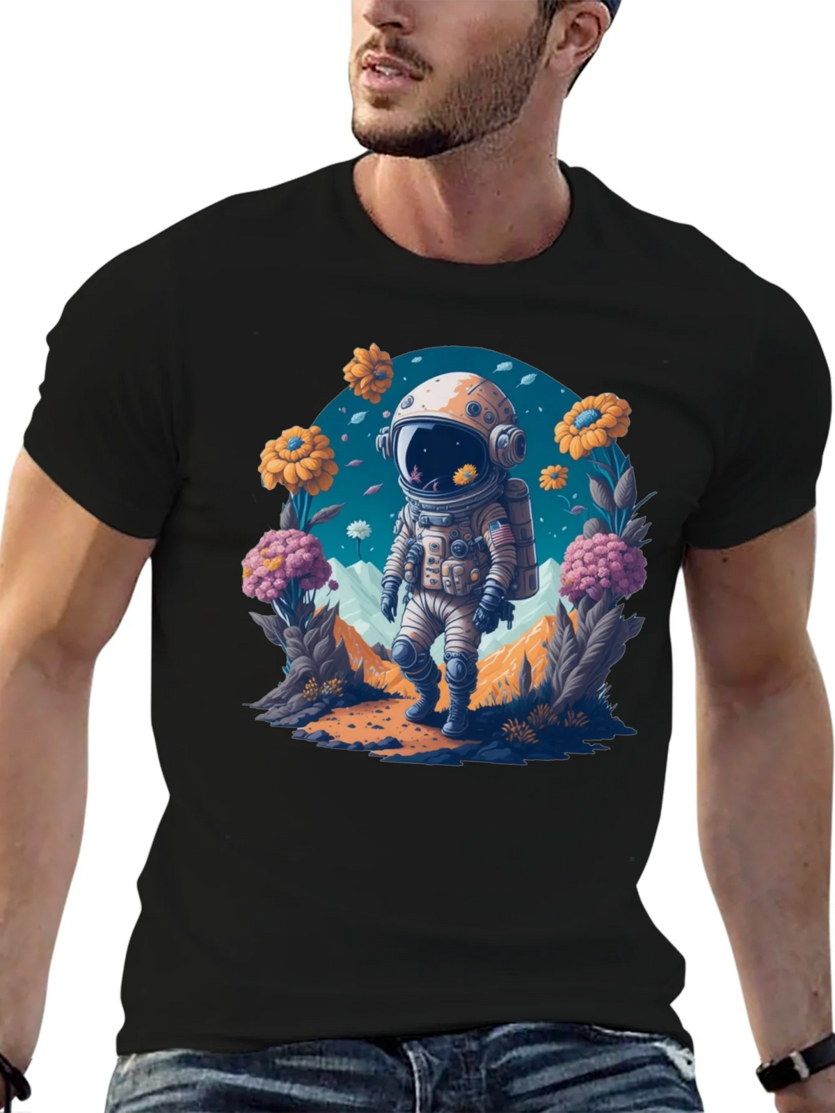 Astronaut in Bloom T-Shirt - Space Adventure Apparel product image 6