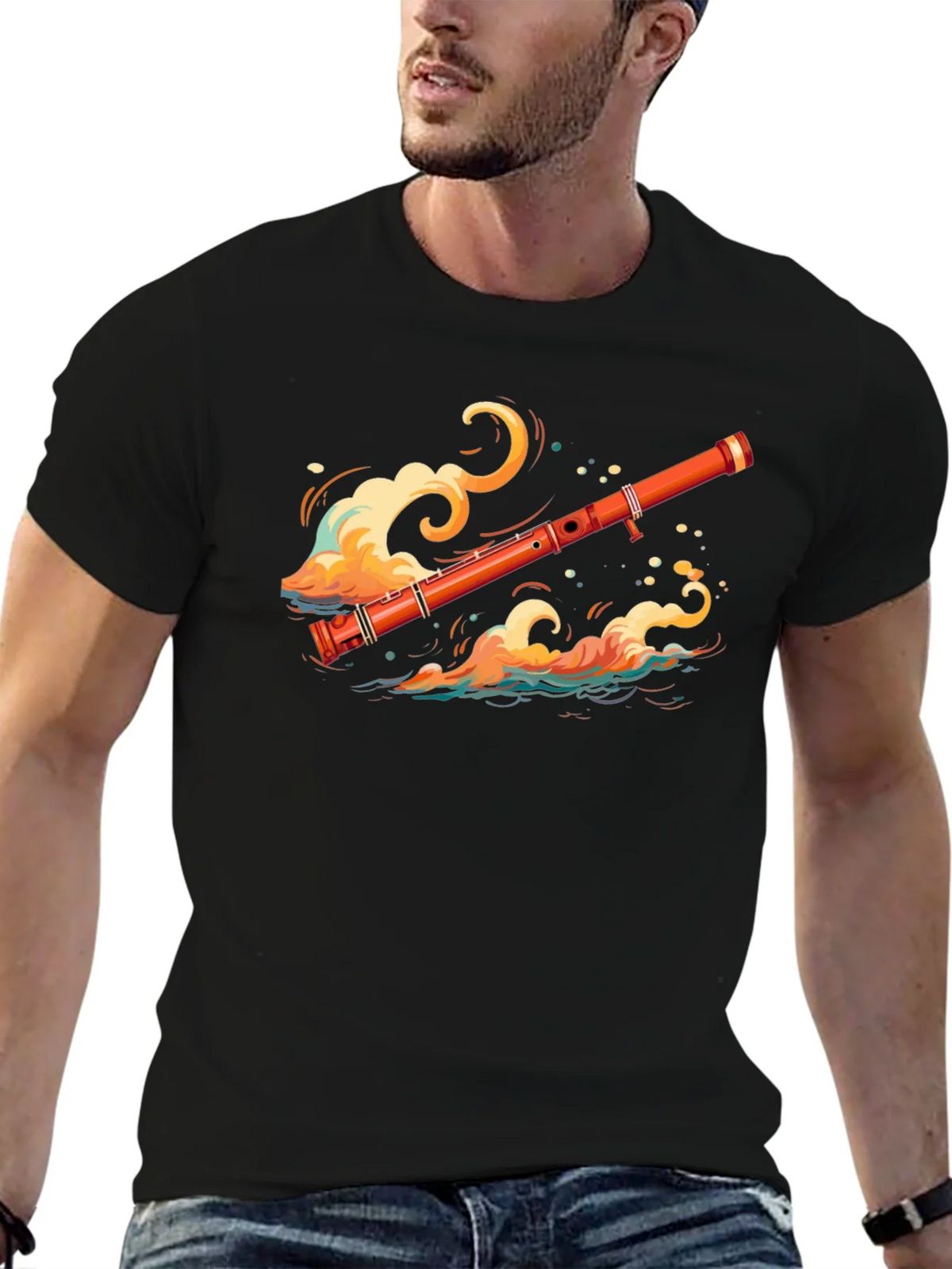 Musical Flute Wave Graphic Tee - Unique Design product image 4