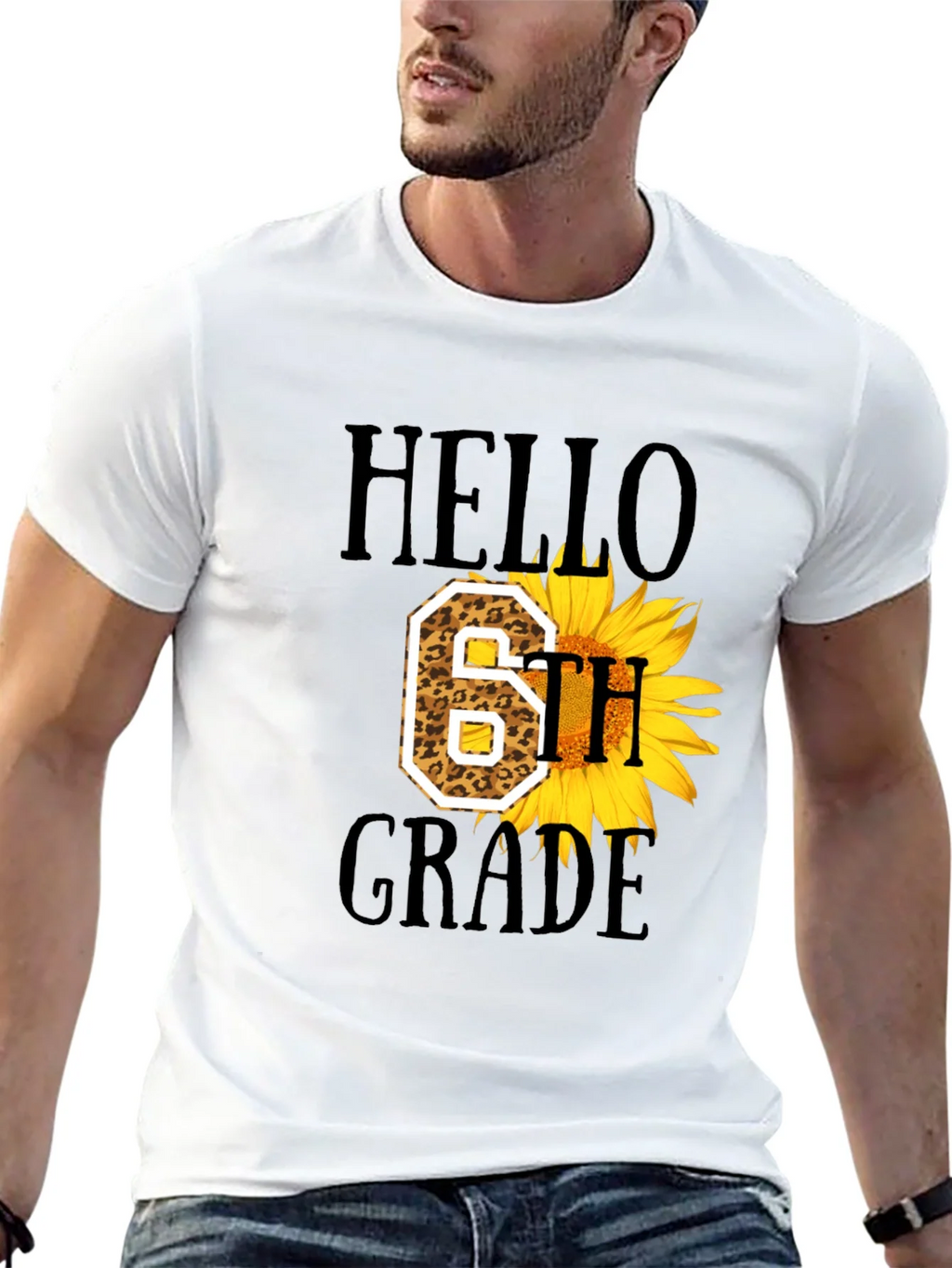 Hello 6th Grade Leopard Sunflower T-Shirt product image 7