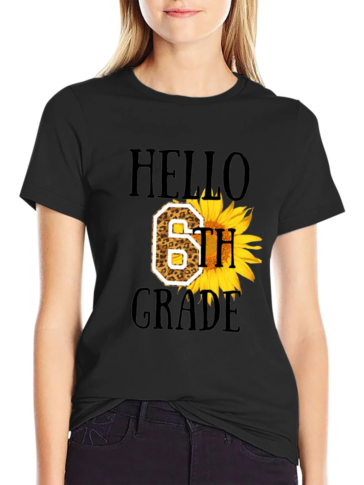 Hello 6th Grade Leopard Sunflower T-Shirt product image 1