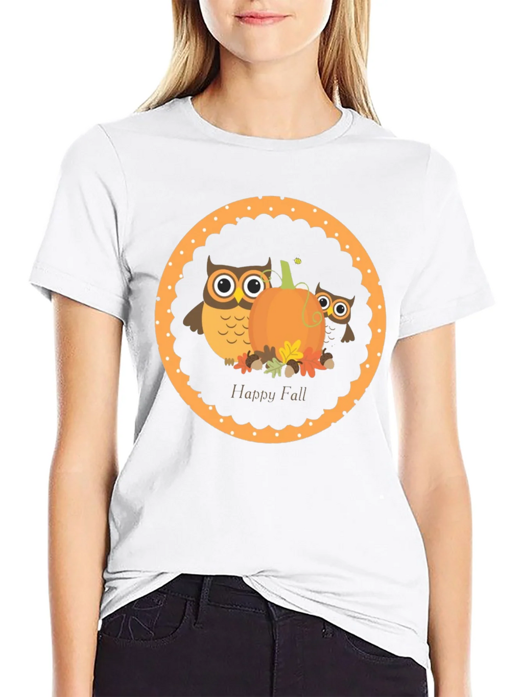 Happy Fall Owl & Pumpkin T-Shirt product image 8