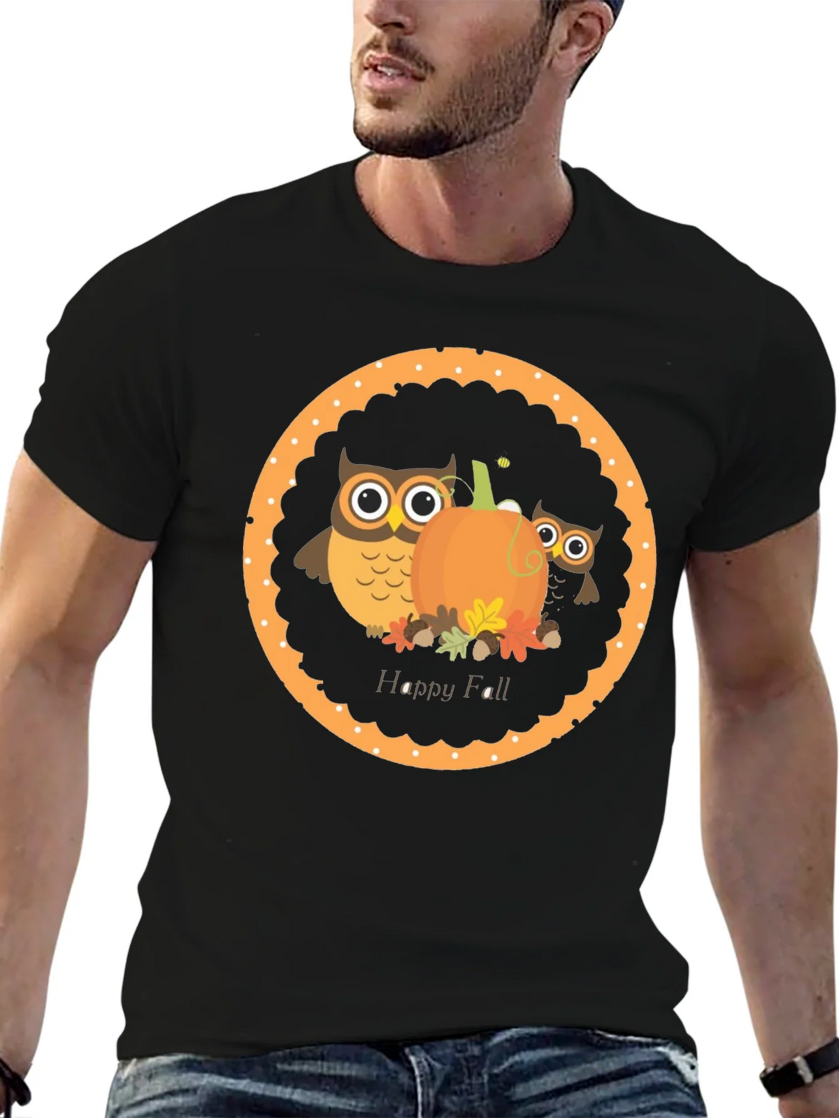 Happy Fall Owl & Pumpkin T-Shirt product image 6