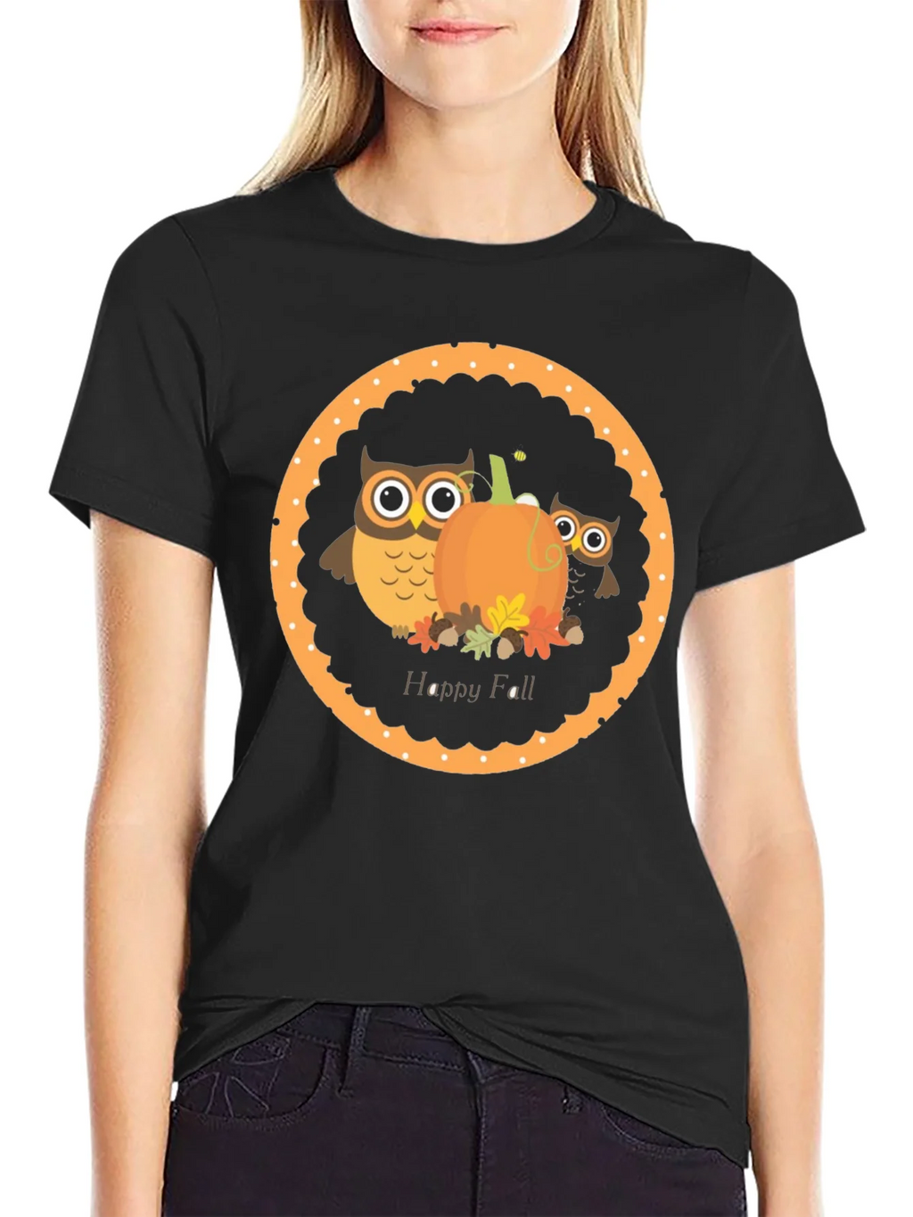 Happy Fall Owl & Pumpkin T-Shirt product image 2