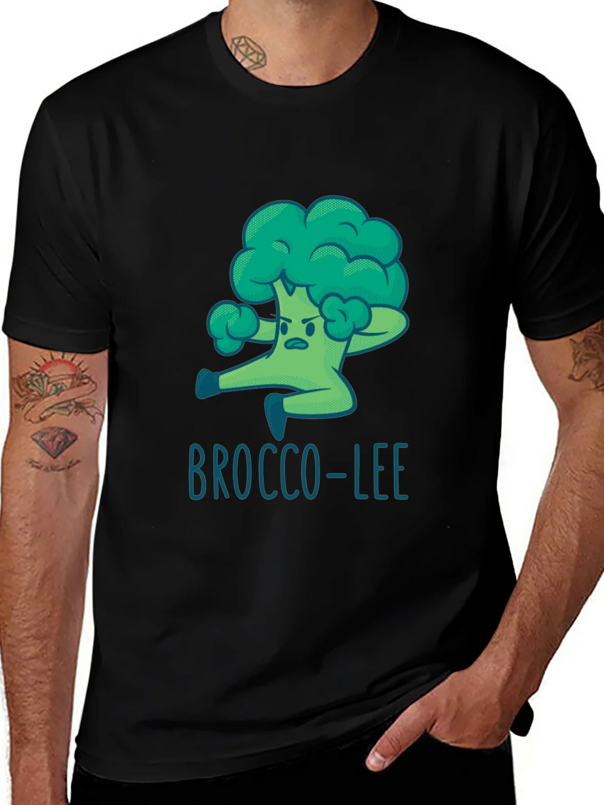 Brocco-Lee T-Shirt - Funny Cartoon Broccoli Martial Arts Tee product image 1