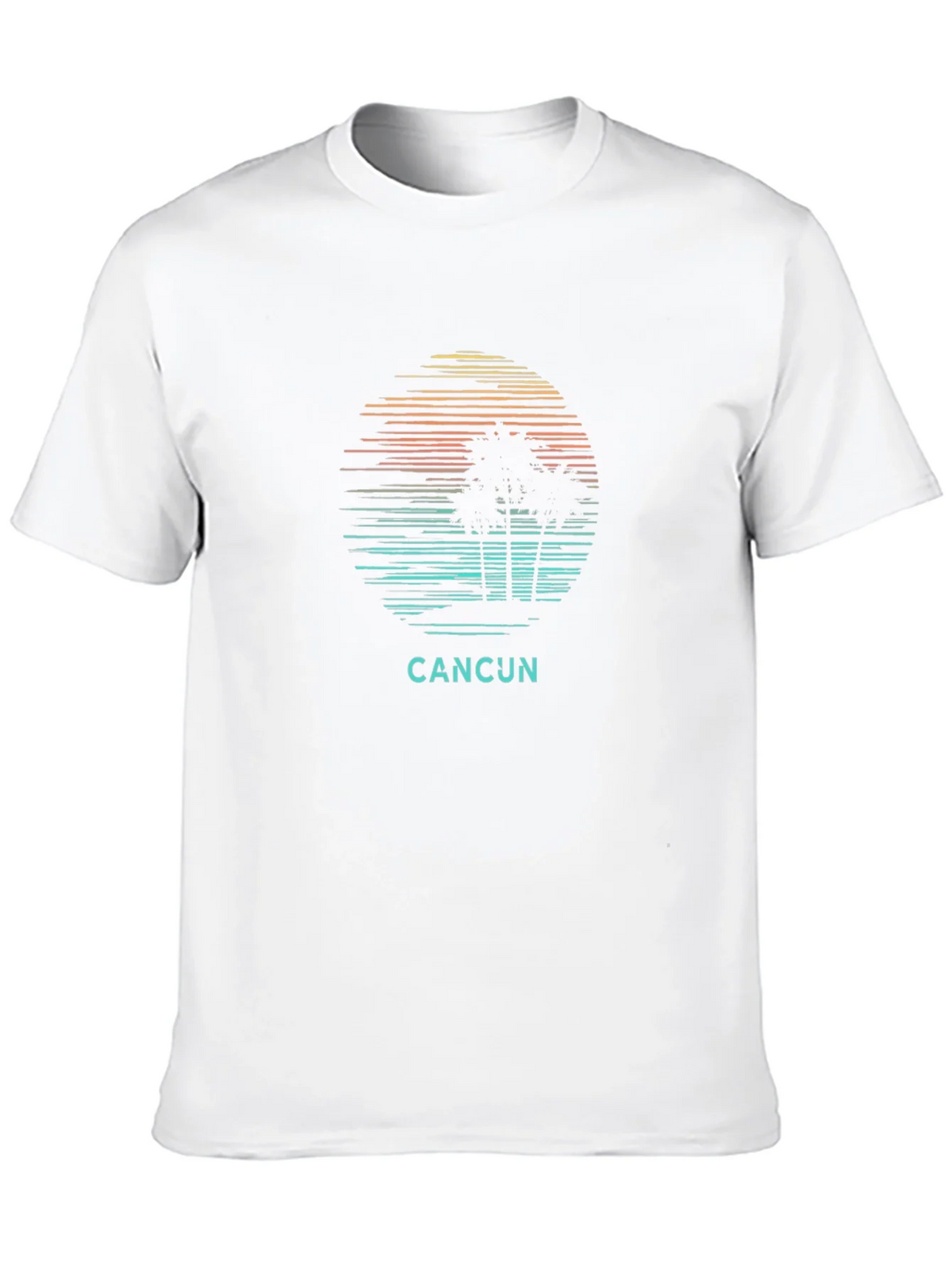 Cancun Palm Tree Sunset Graphic Tee - Black Cotton T-Shirt product image 9