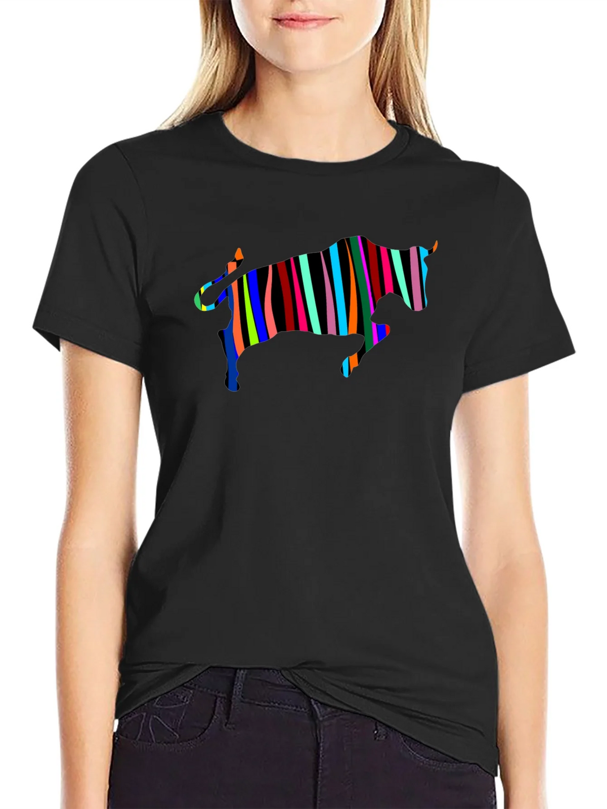 Striped Bull Graphic Black Tee product image 2