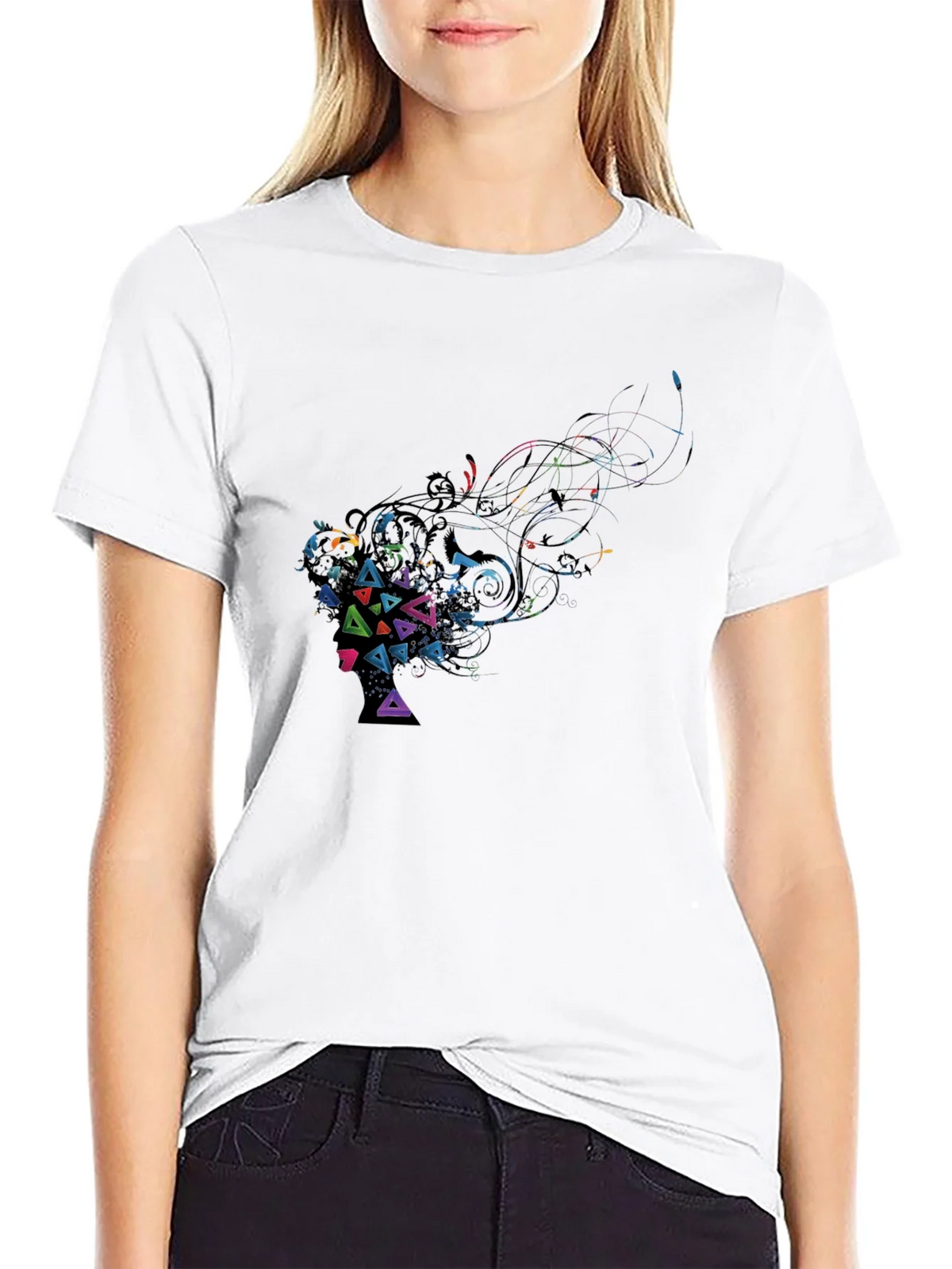 Abstract Geometric Art Black T-Shirt product image 8