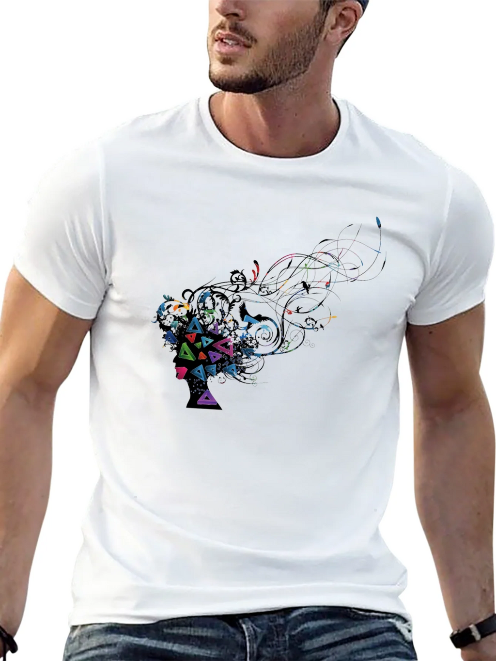 Abstract Geometric Art Black T-Shirt product image 12