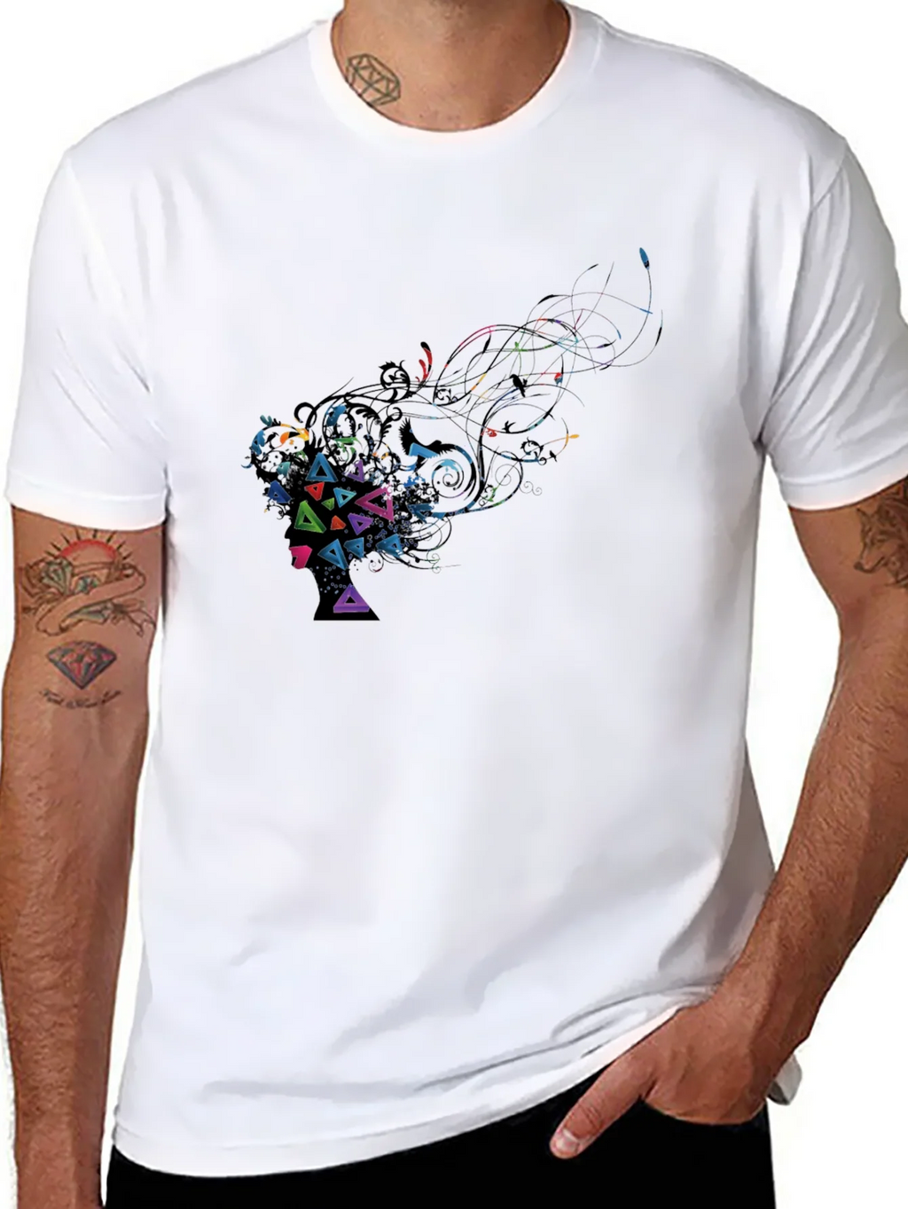 Abstract Geometric Art Black T-Shirt product image 7