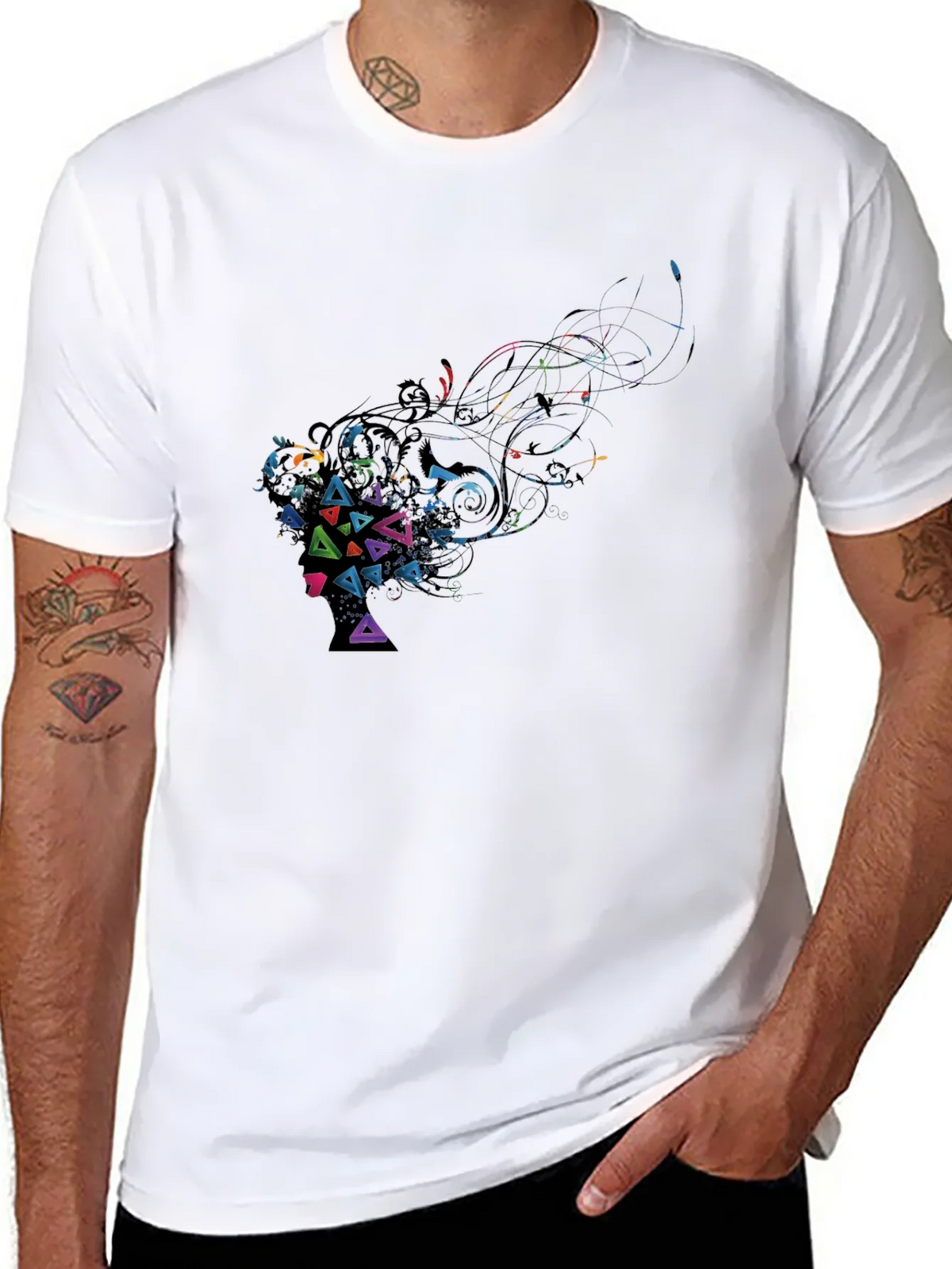 Abstract Geometric Art Black T-Shirt product image 7