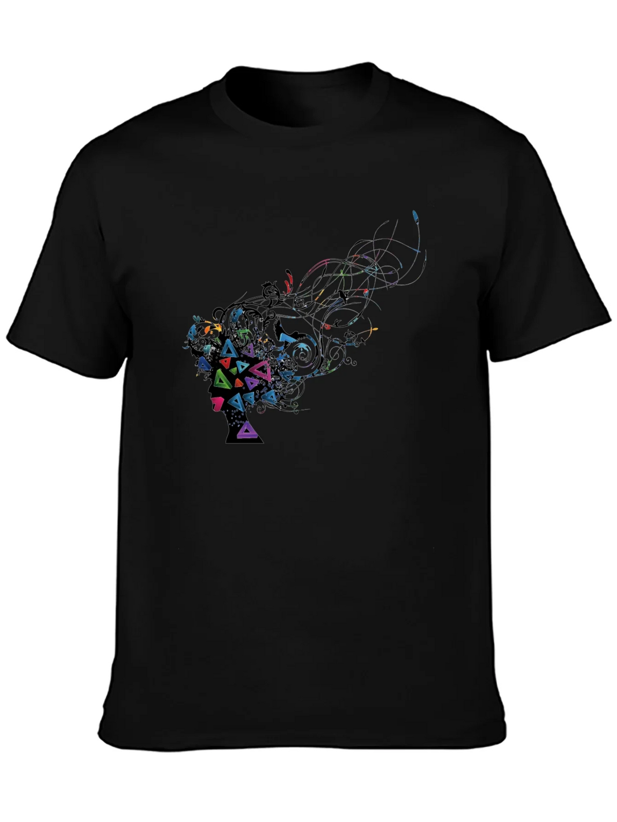 Abstract Geometric Art Black T-Shirt product image 3