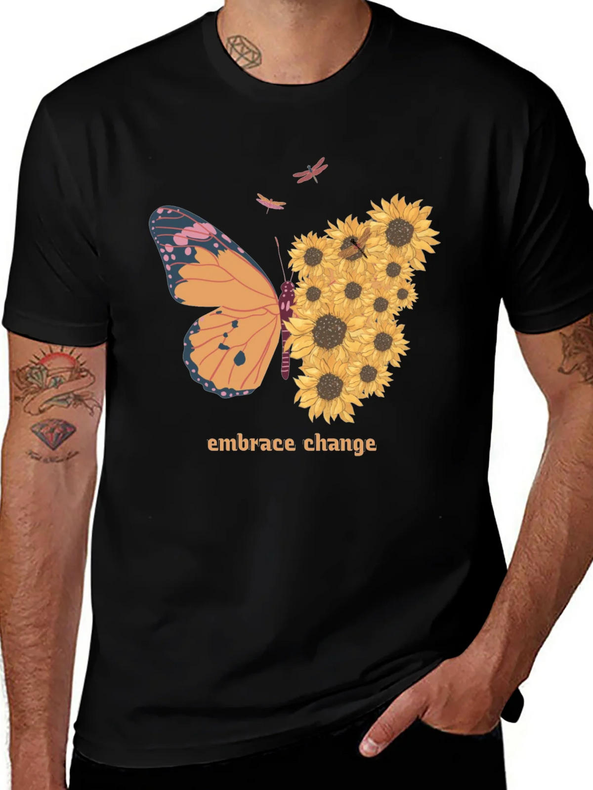 Embrace Change Sunflower Butterfly T-Shirt product image 1