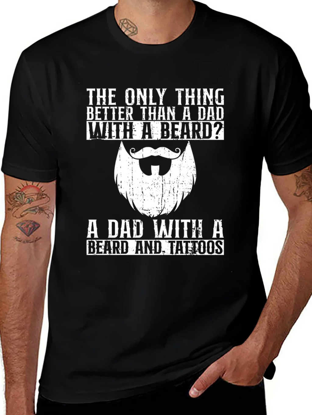 Dad With Beard & Tattoos T-Shirt - Perfect Fathers Day Gift product image 1