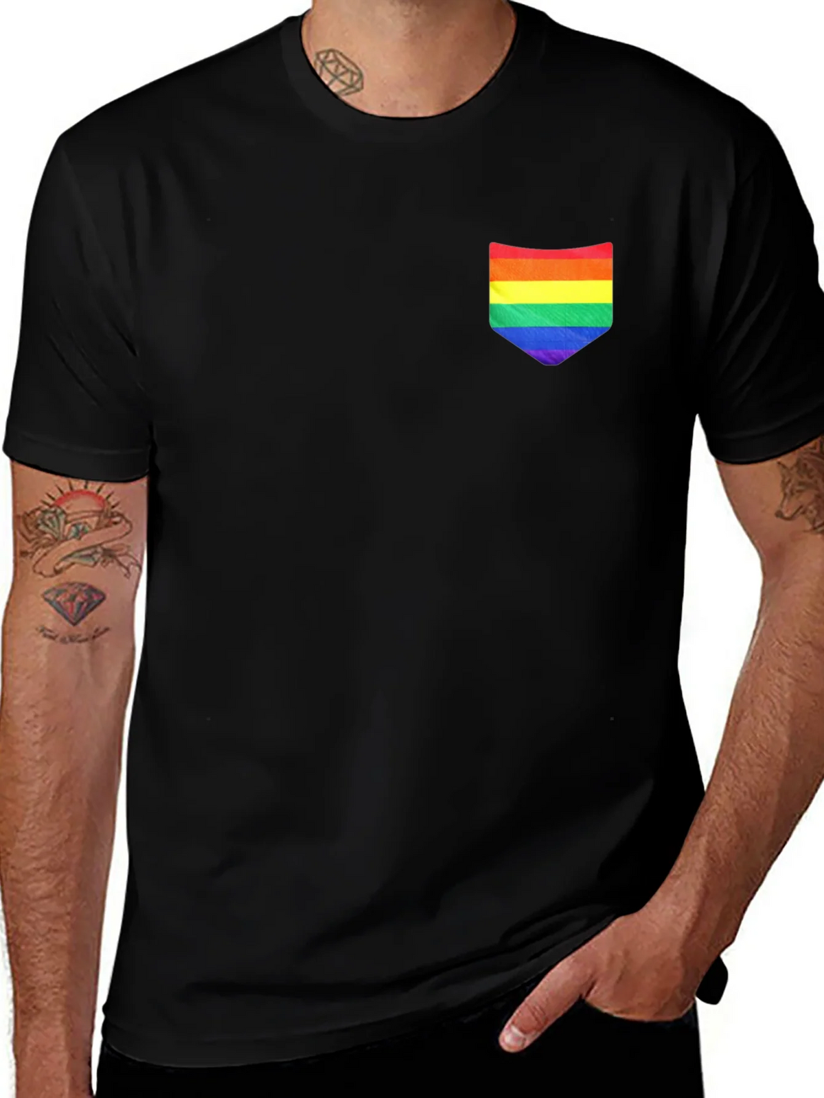 Rainbow Pocket Black Tee product image 1