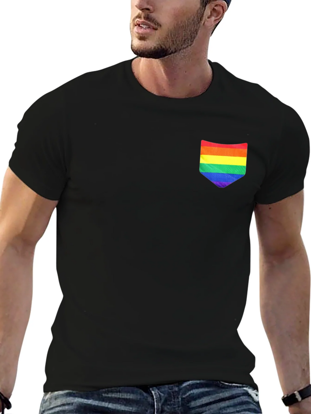 Rainbow Pocket Black Tee product image 6