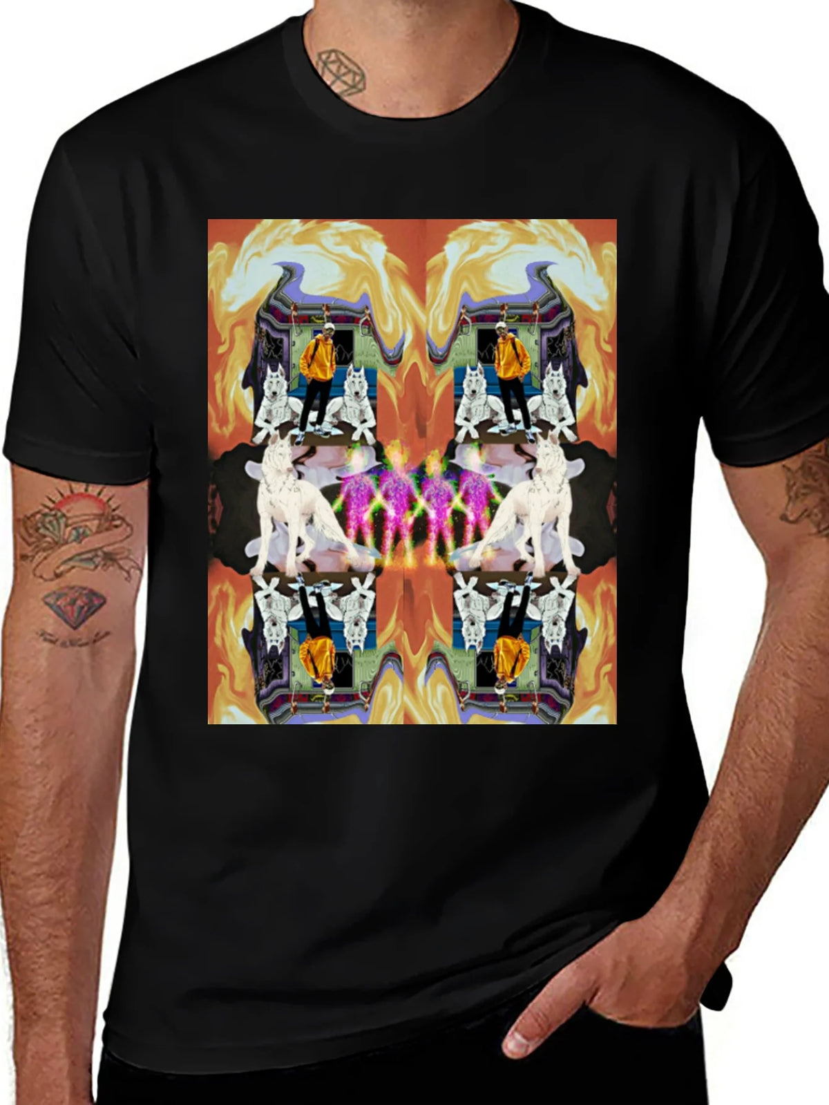 Kaleidoscopic Wolf Graphic Tee - Black product image 1