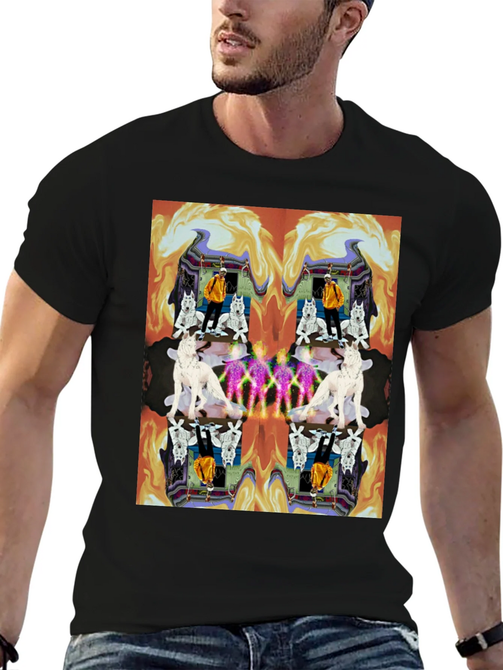 Kaleidoscopic Wolf Graphic Tee - Black product image 6