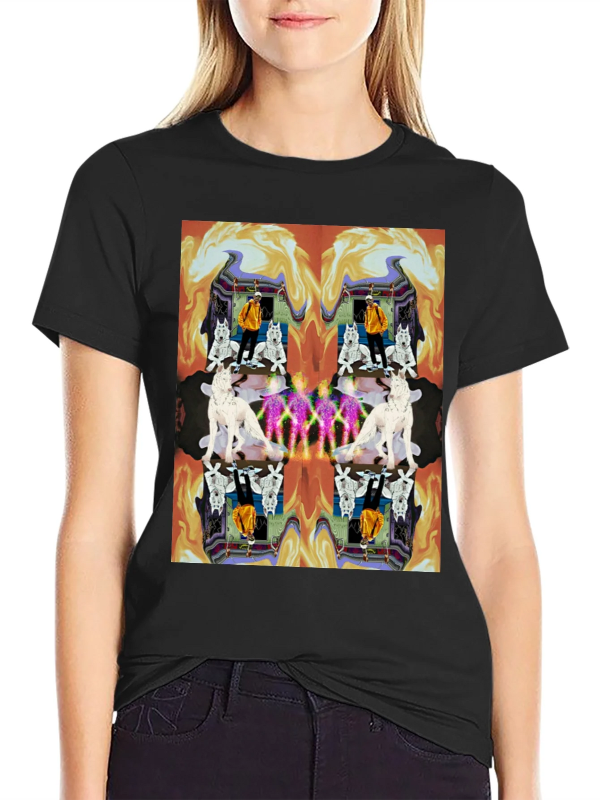 Kaleidoscopic Wolf Graphic Tee - Black product image 2